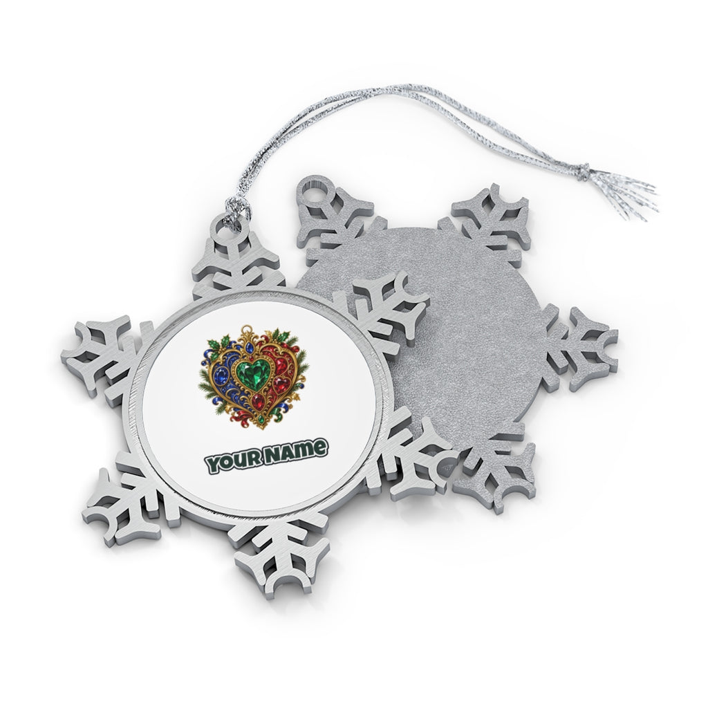 Jewelled Heart Christmas Ornament Personalised Pewter Christmas Ornament