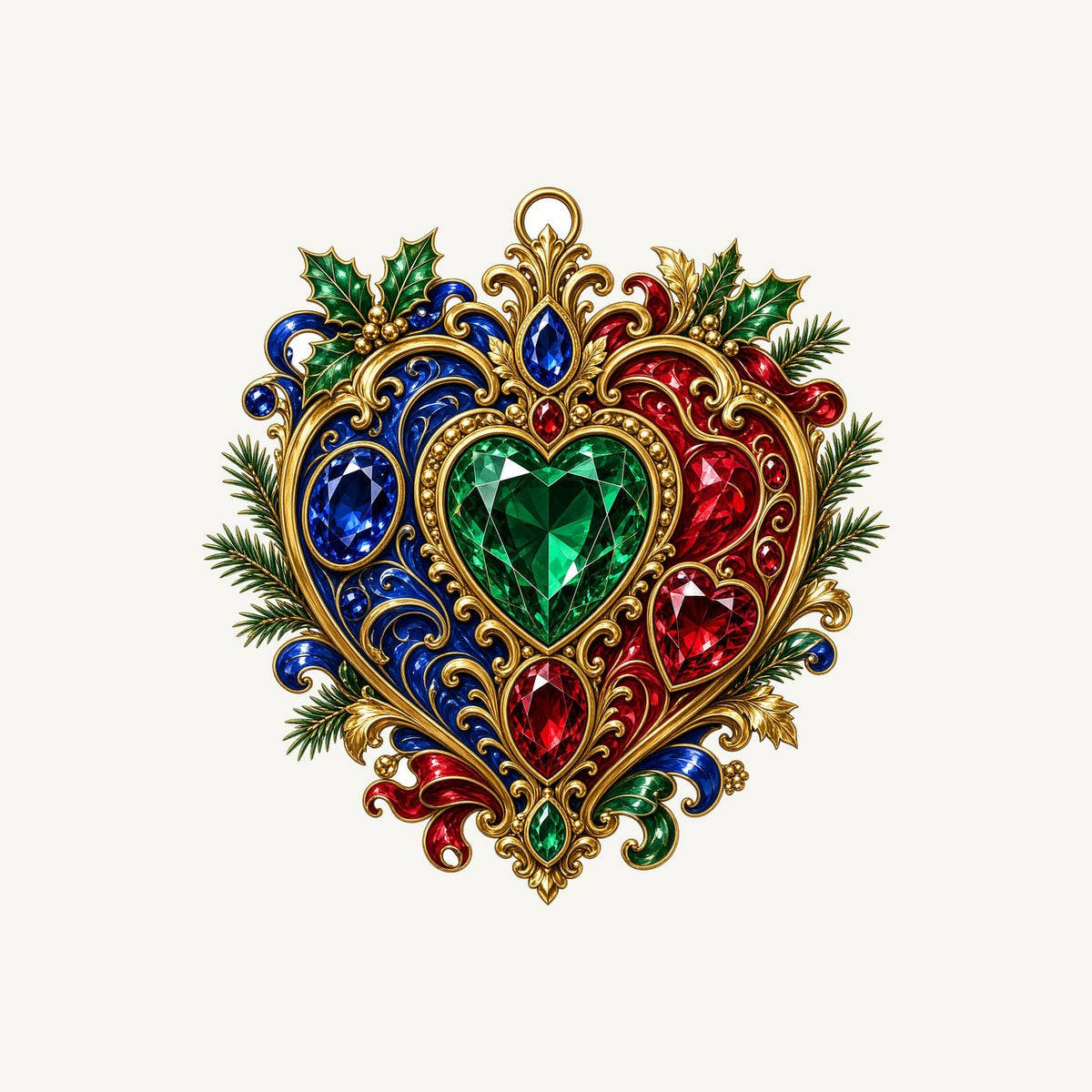 Jewelled Heart Christmas Ornament Personalised Christmas T-Shirt and Hoodie