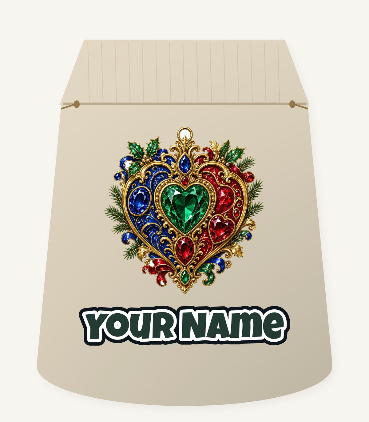 Jewelled Heart Christmas Ornament Personalised Santa Sack