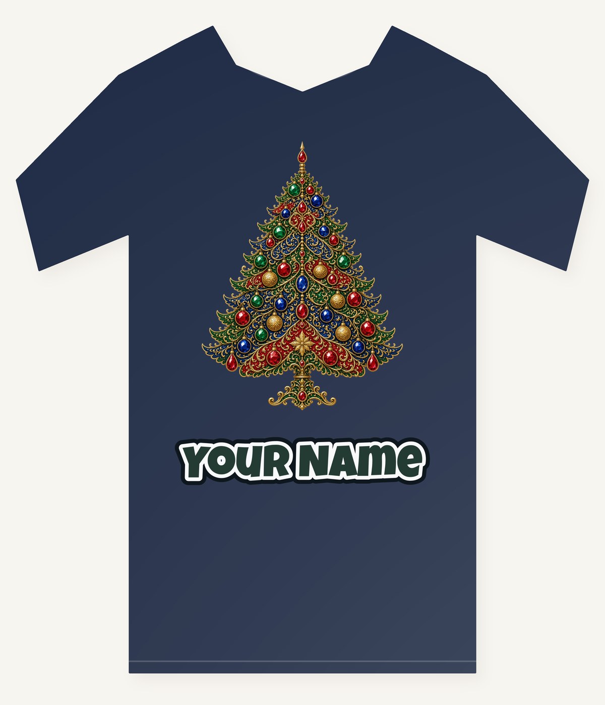 Jewelled Ornate Christmas Tree Personalised Kids Tee and Baby Bodysuit