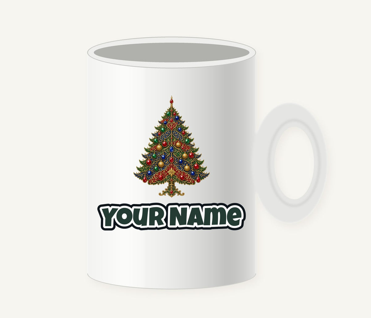 Jewelled Ornate Christmas Tree Personalised Christmas Mug