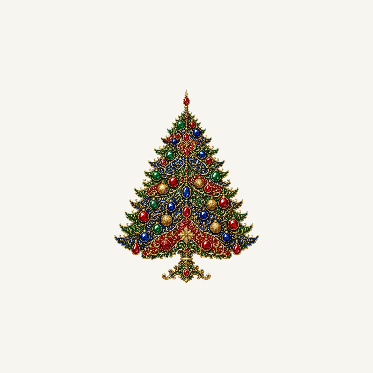 Jewelled Ornate Christmas Tree Personalised Christmas Mug