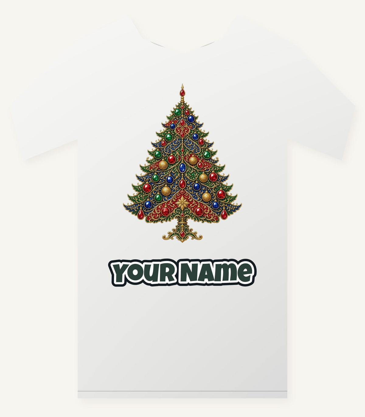 Jewelled Ornate Christmas Tree Personalised Christmas T-Shirt and Hoodie