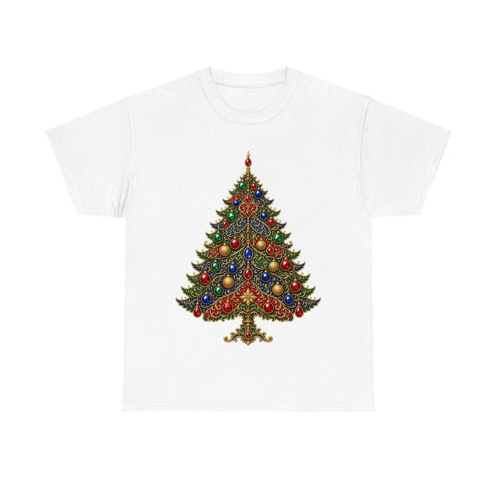 Jewelled Ornate Christmas Tree personalised Christmas T-shirt in white