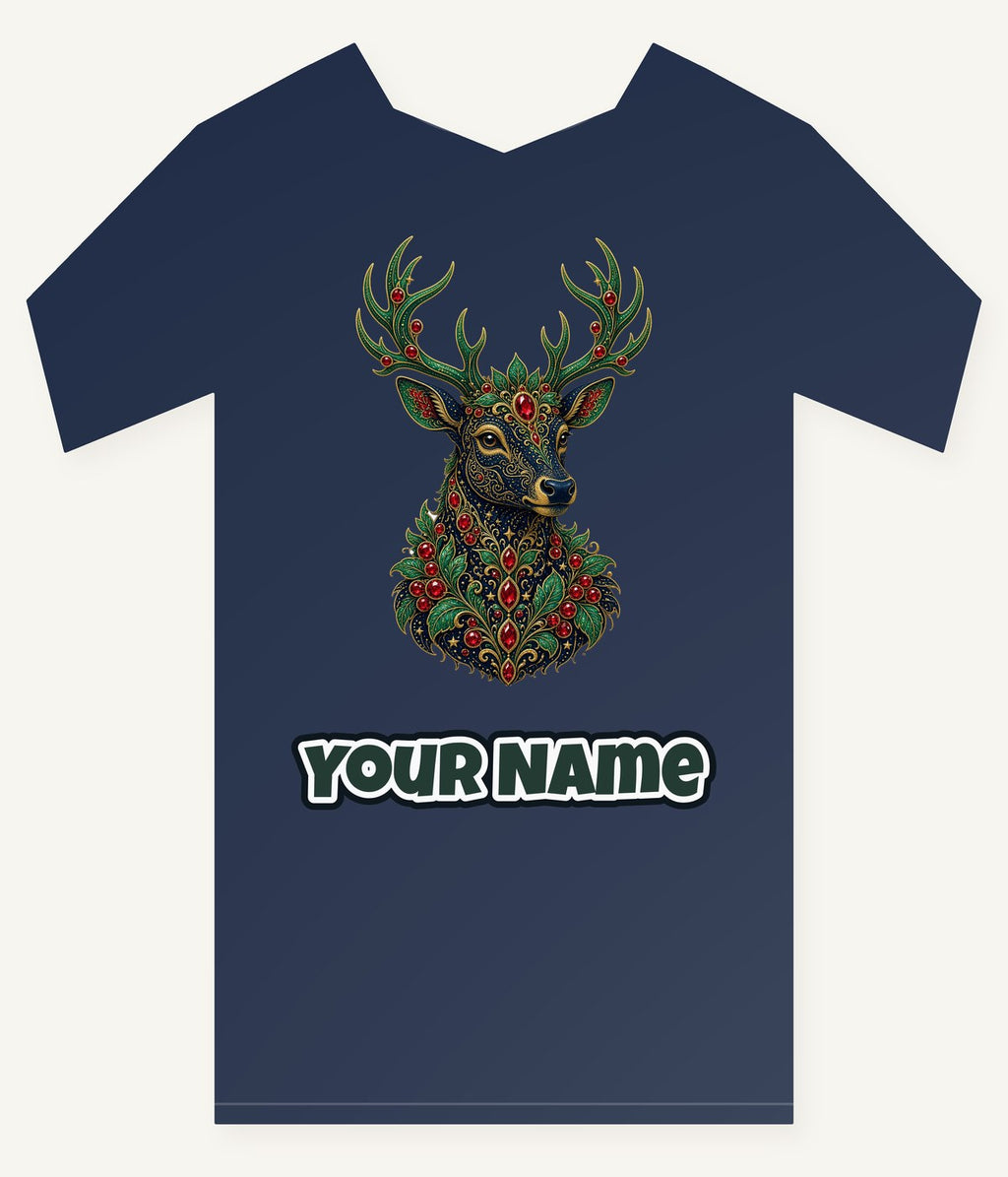 Jewelled Reindeer Portrait Personalised Kids Tee and Baby Bodysuit