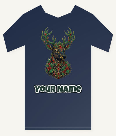 Jewelled Reindeer Portrait Personalised Kids Tee and Baby Bodysuit