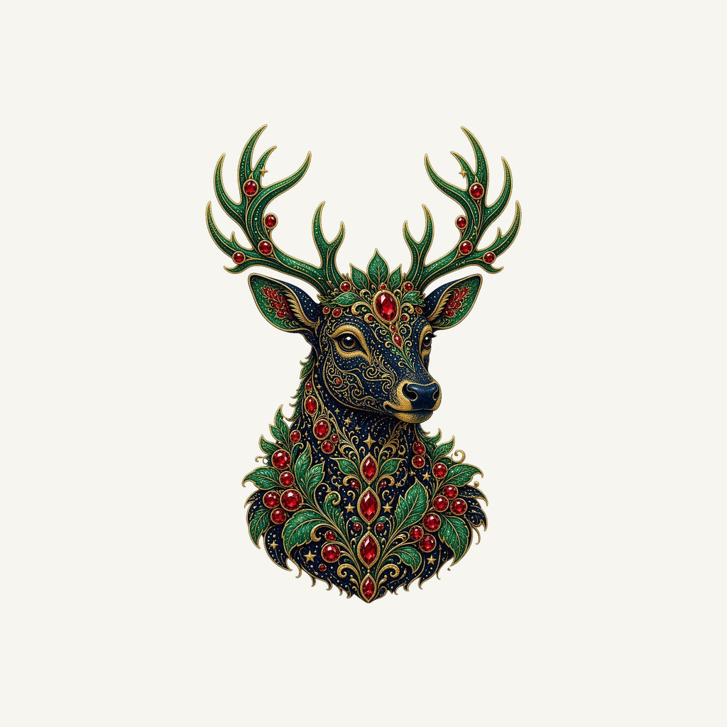 Jewelled Reindeer Portrait Personalised Kids Tee and Baby Bodysuit