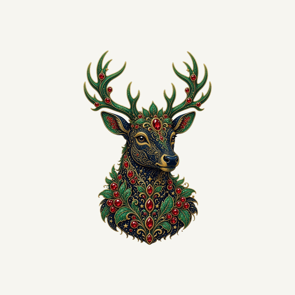 Jewelled Reindeer Portrait Personalised Kids Tee and Baby Bodysuit