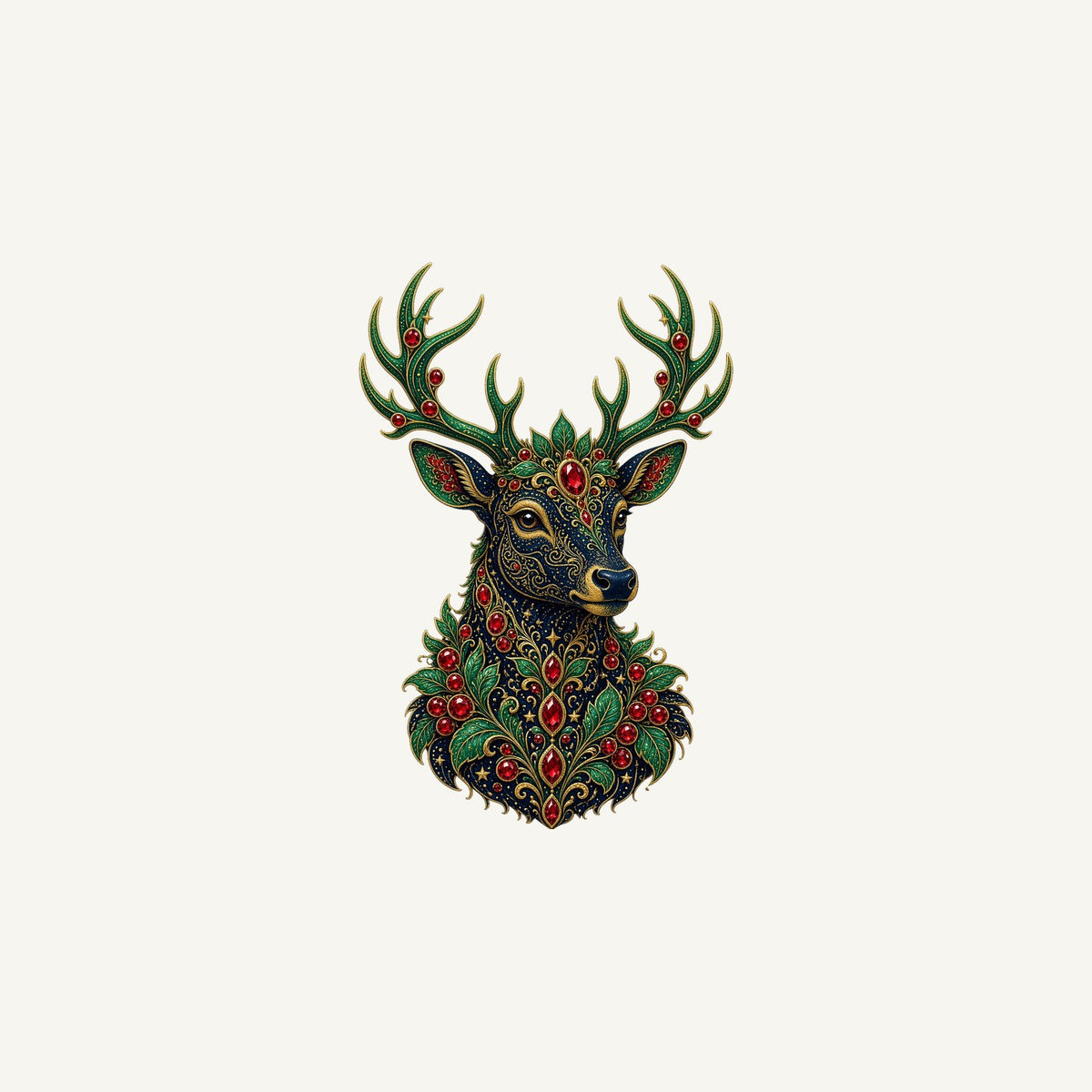 Jewelled Reindeer Portrait Personalised Christmas Mug