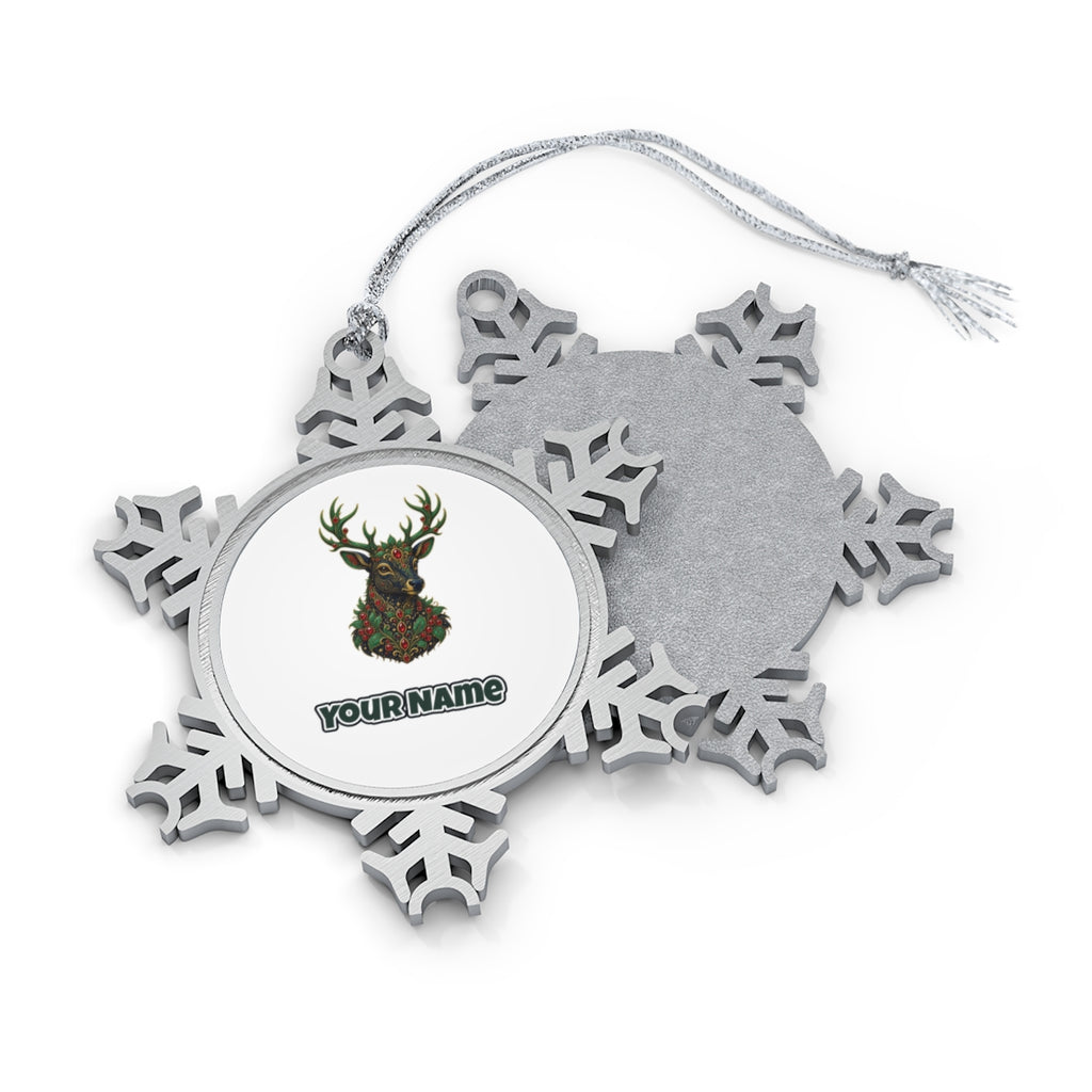 Jewelled Reindeer Portrait Personalised Pewter Christmas Ornament