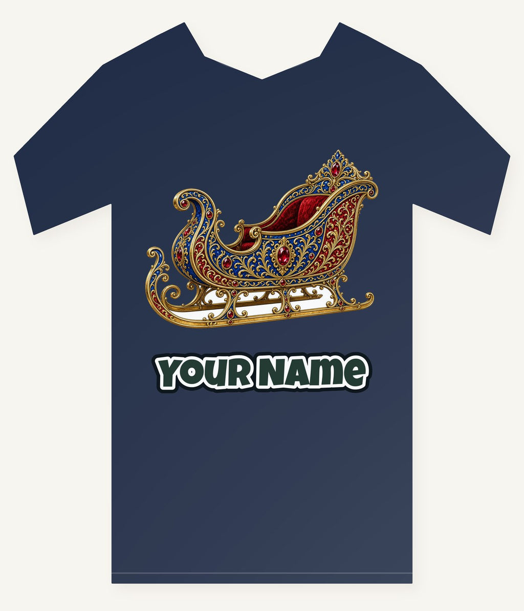 Jewelled Sapphire And Gold Sleigh Personalised Kids Tee and Baby Bodysuit