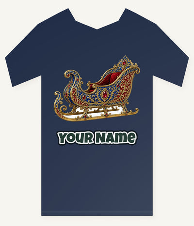 Jewelled Sapphire And Gold Sleigh Personalised Kids Tee and Baby Bodysuit