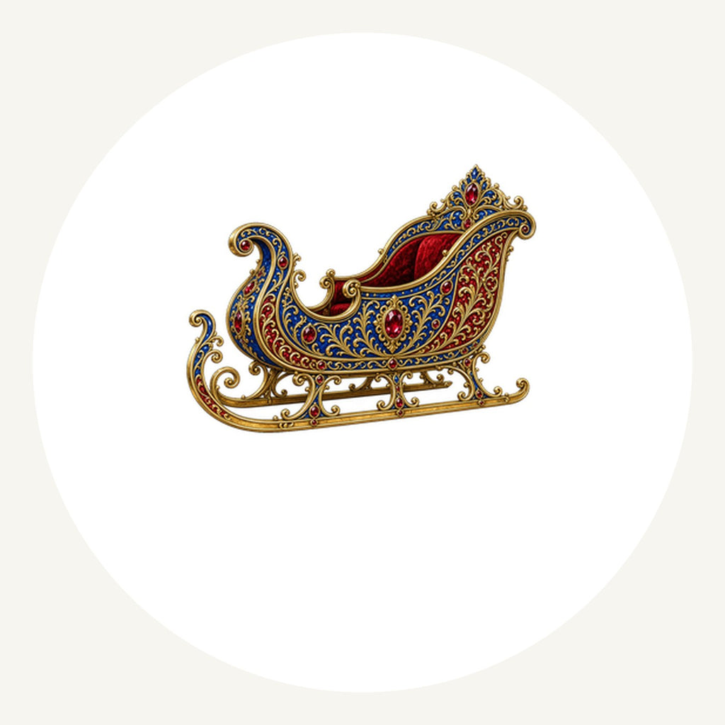 Jewelled Sapphire And Gold Sleigh Personalised Pewter Christmas Ornament