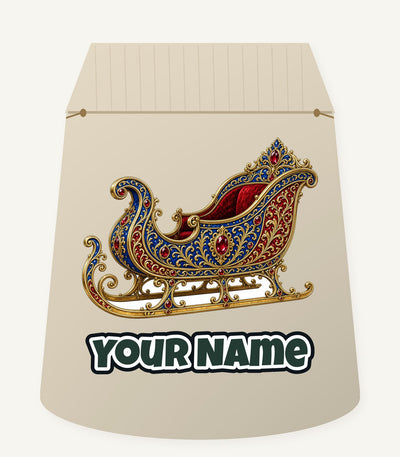 Jewelled Sapphire And Gold Sleigh Personalised Santa Sack