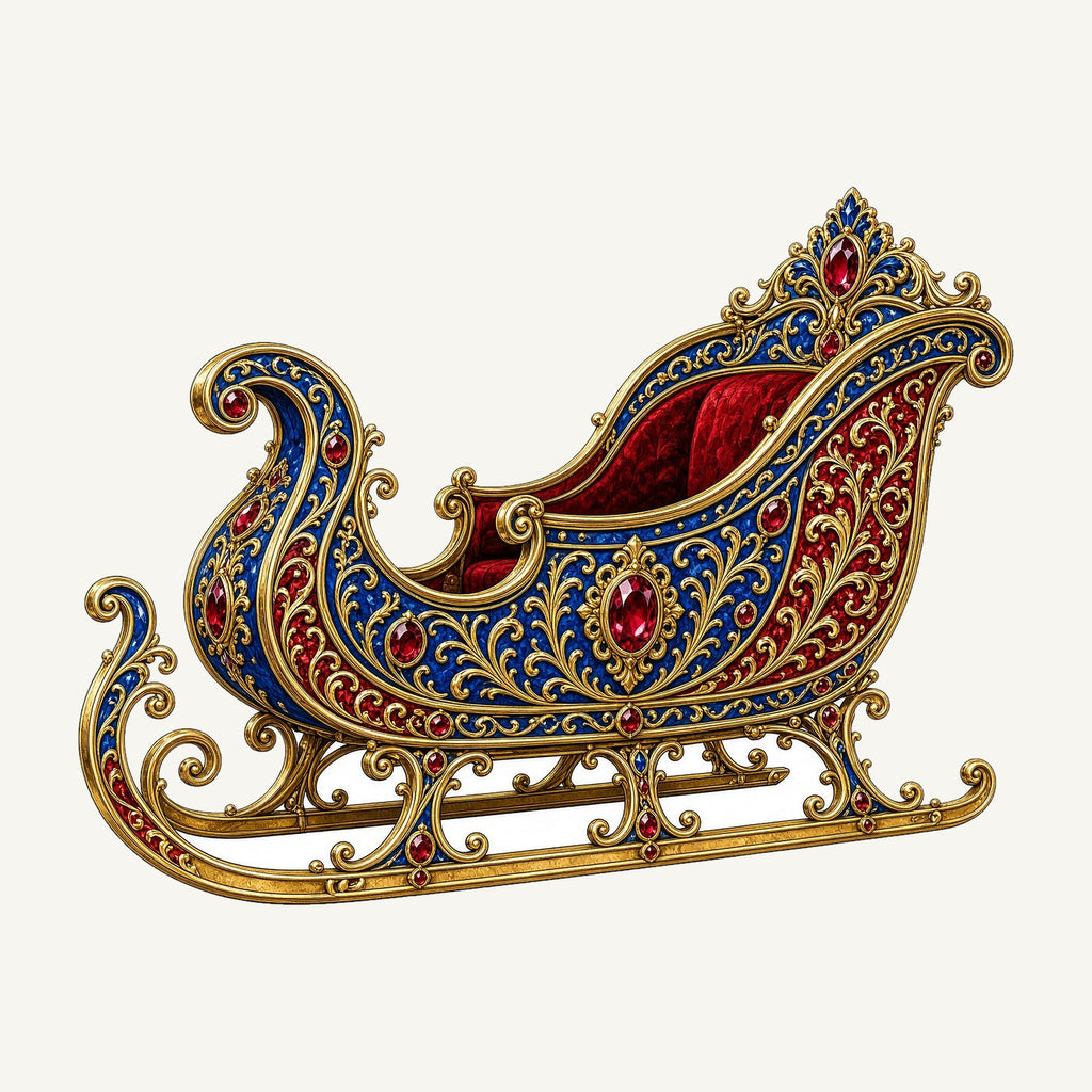 Jewelled Sapphire And Gold Sleigh Personalised Santa Sack