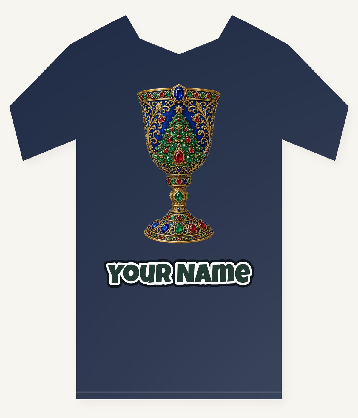 Jewelled Sapphire Christmas Goblet Personalised Kids Tee and Baby Bodysuit
