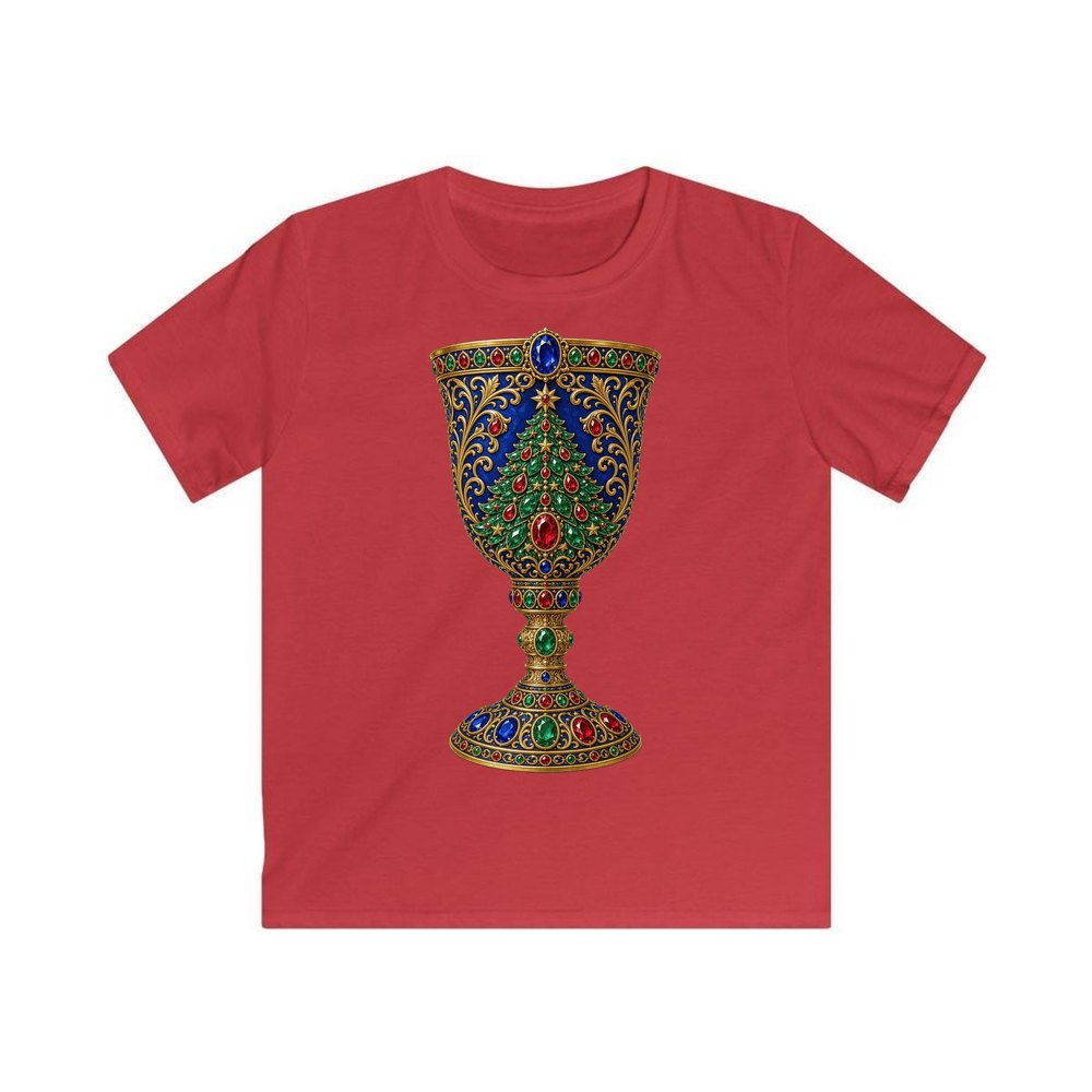 Jewelled Sapphire Christmas Goblet personalised kids Christmas tee in red