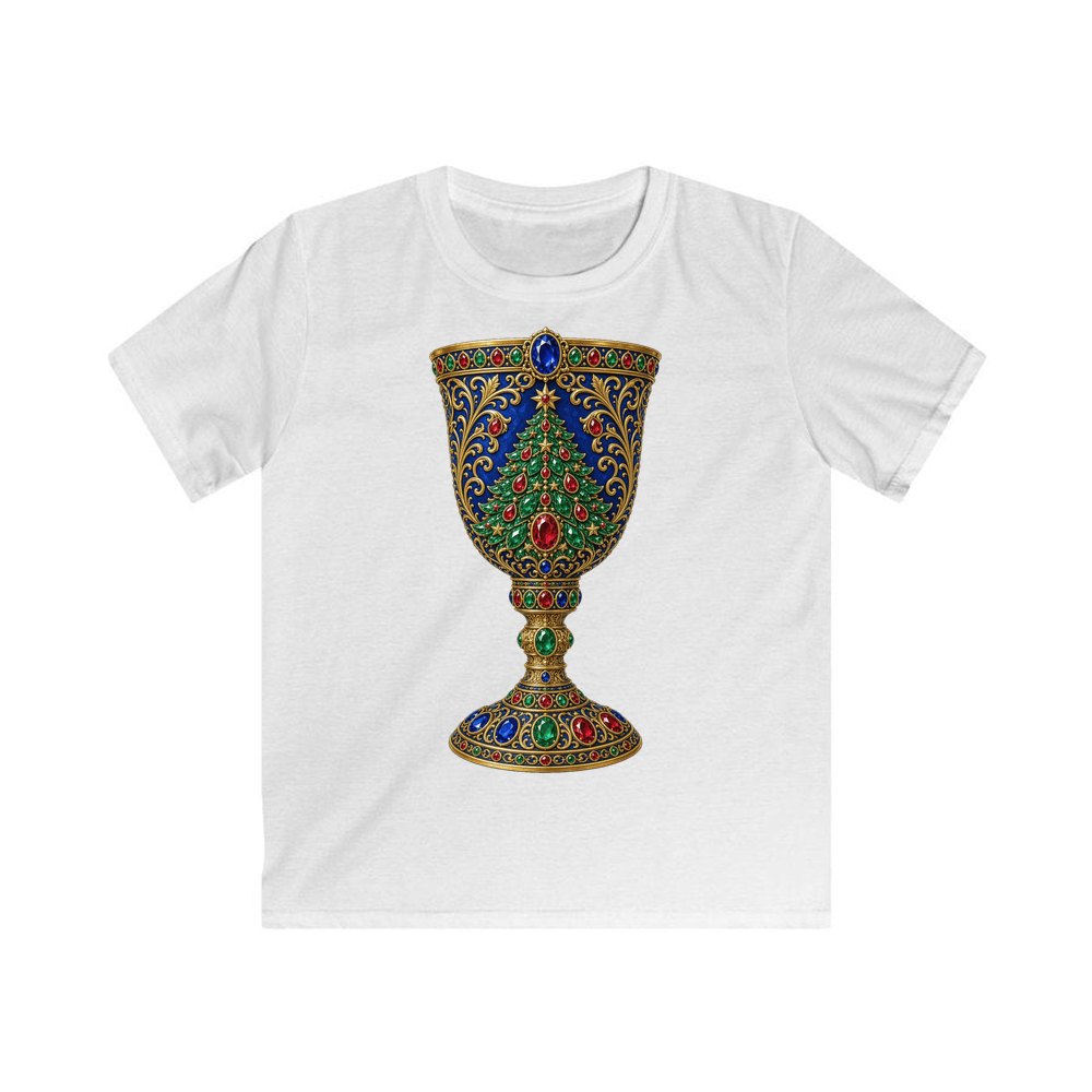 Jewelled Sapphire Christmas Goblet personalised kids Christmas tee in white