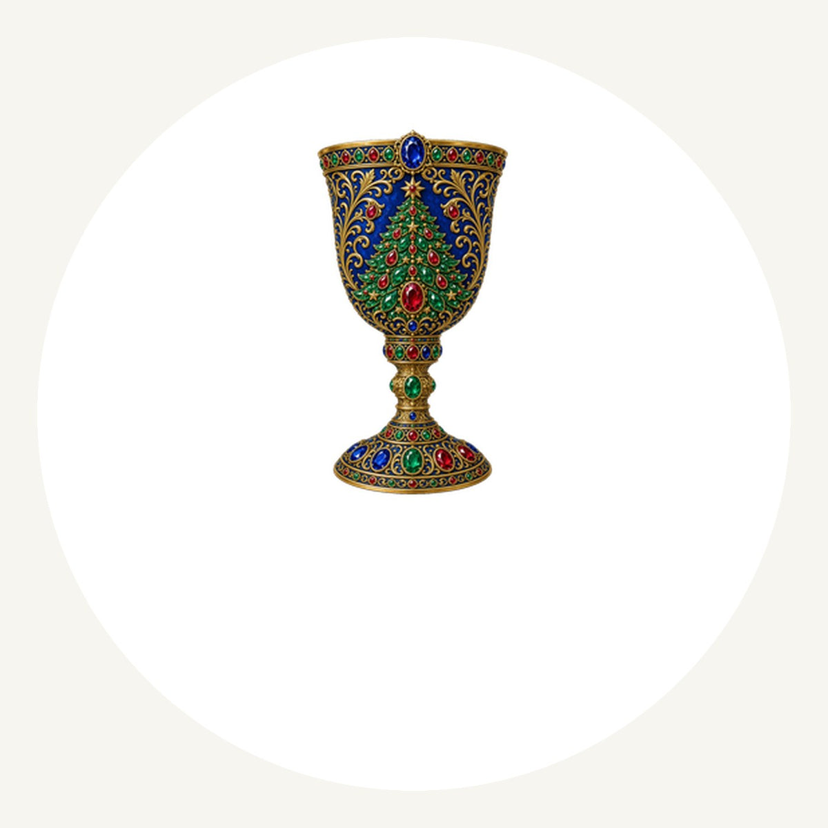 Jewelled Sapphire Christmas Goblet Personalised Pewter Christmas Ornament