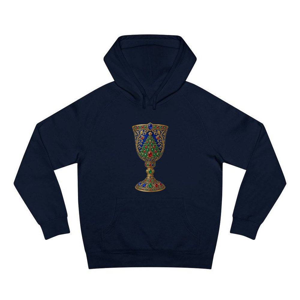 Jewelled Sapphire Christmas Goblet personalised Christmas hoodie in navy