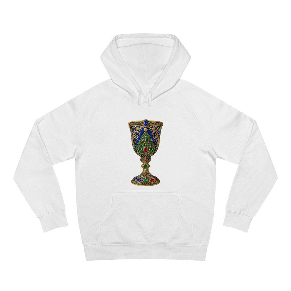 Jewelled Sapphire Christmas Goblet personalised Christmas hoodie in white
