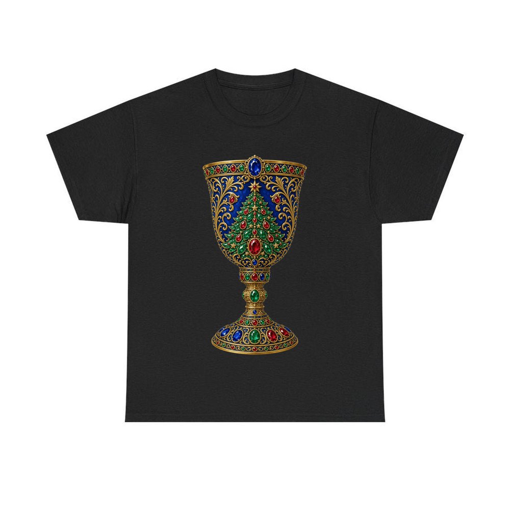 Jewelled Sapphire Christmas Goblet personalised Christmas T-shirt in black