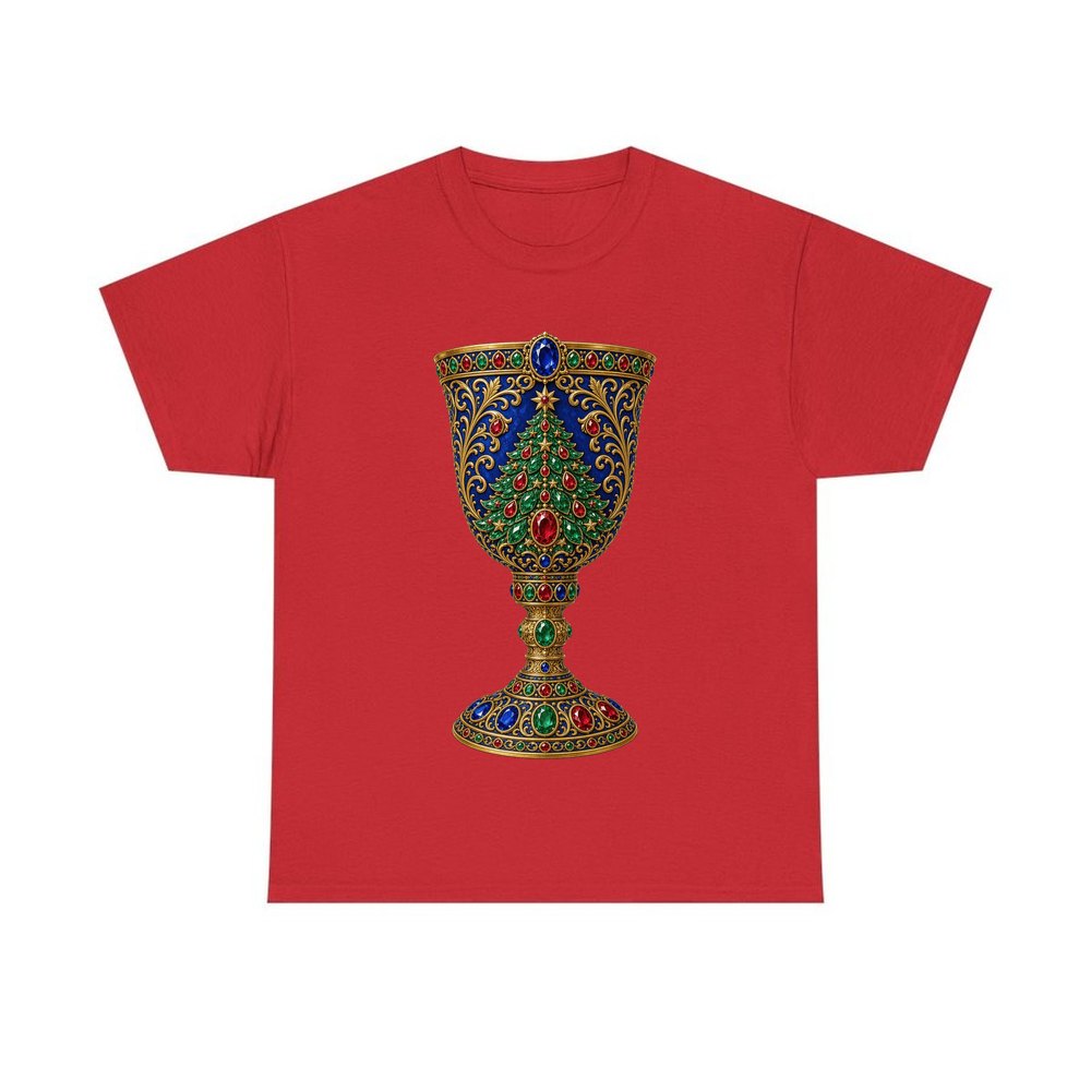 Jewelled Sapphire Christmas Goblet personalised Christmas T-shirt in red