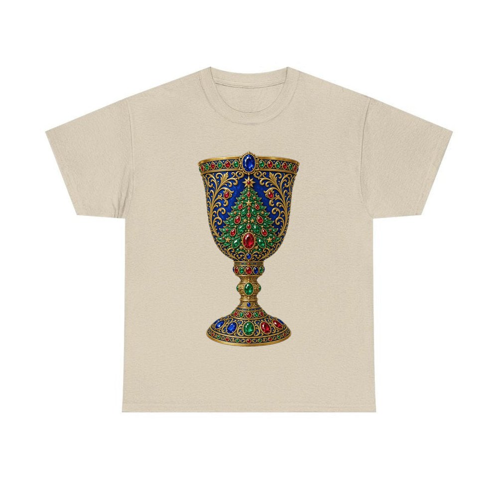 Jewelled Sapphire Christmas Goblet personalised Christmas T-shirt in sand