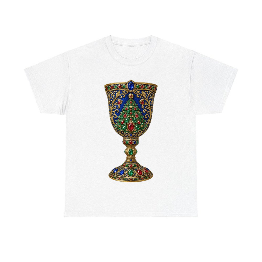 Jewelled Sapphire Christmas Goblet personalised Christmas T-shirt in white