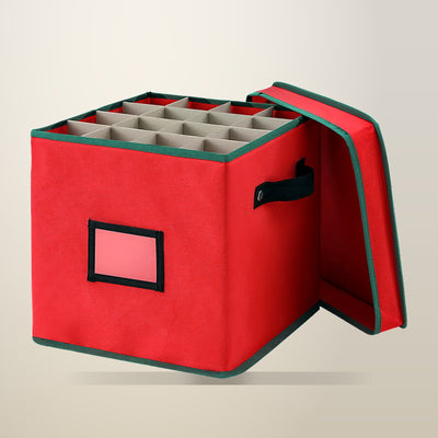 Jingle Jollys Bauble Storage Box, 64 Dividers, Red