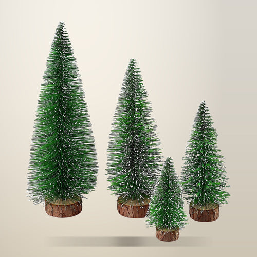 Jingle Jollys Frosted Mini Tree Set, 4 Pieces, on a plain cream background