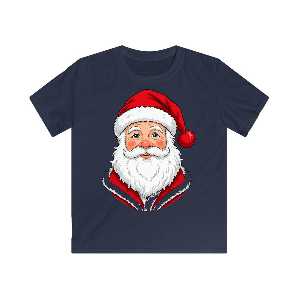 Jolly Santa Face personalised kids Christmas tee in navy