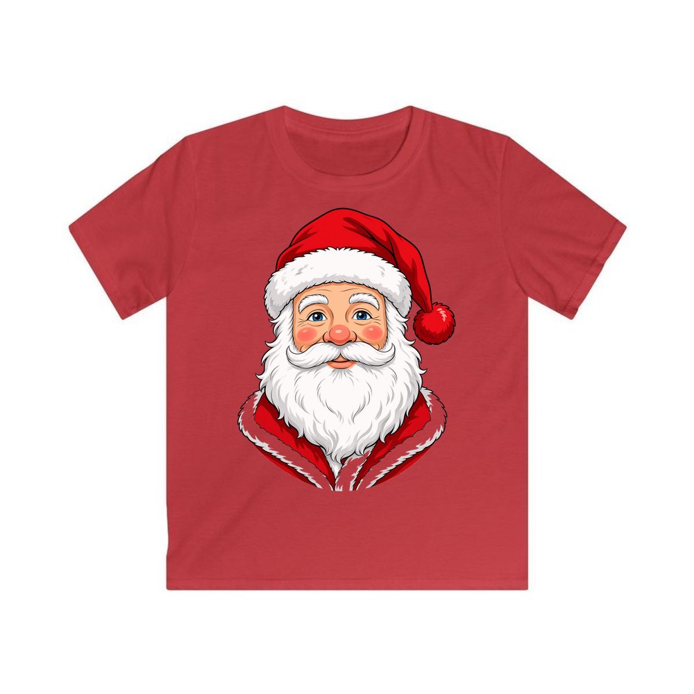 Jolly Santa Face personalised kids Christmas tee in red