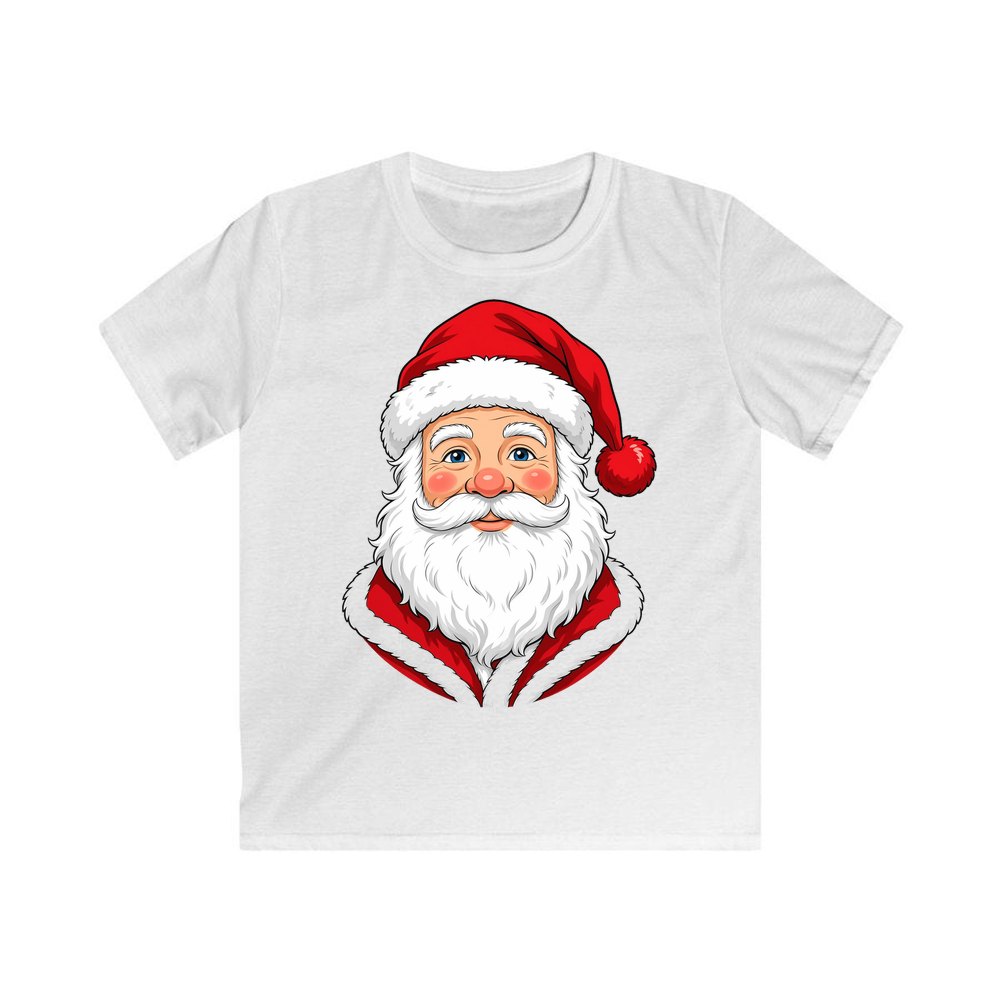Jolly Santa Face personalised kids Christmas tee in white