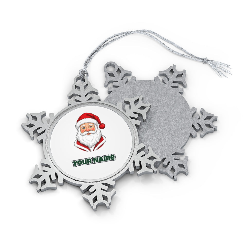 Jolly Santa Face Personalised Pewter Christmas Ornament