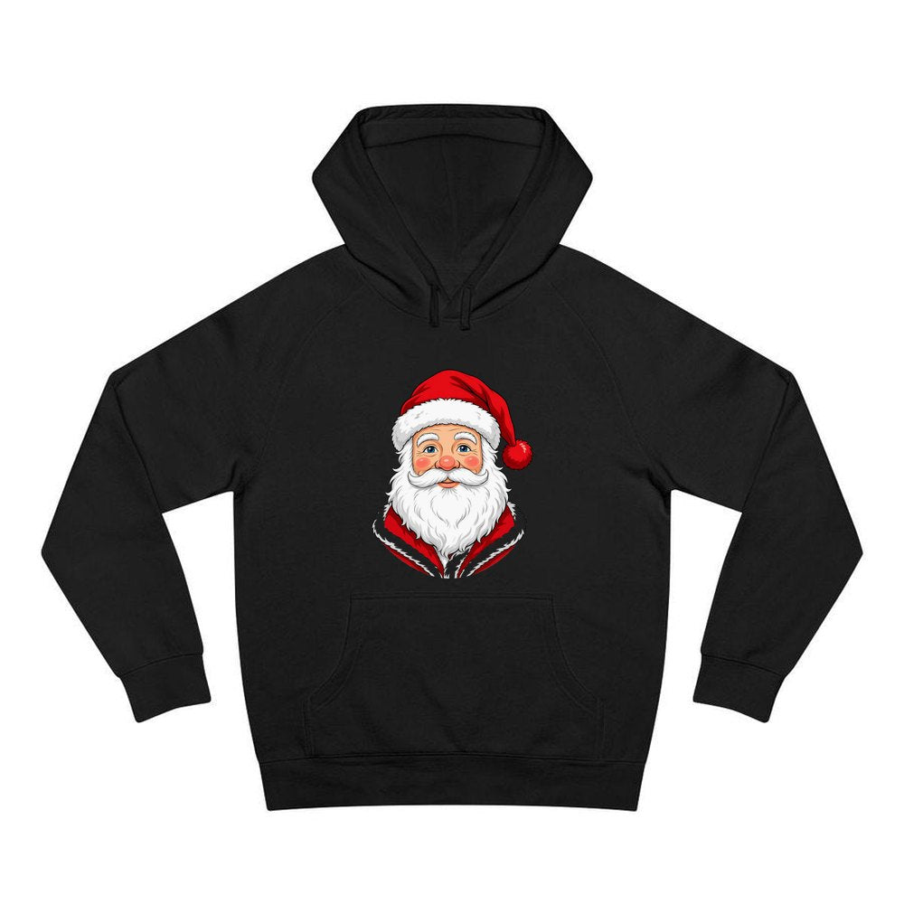 Jolly Santa Face personalised Christmas hoodie in black
