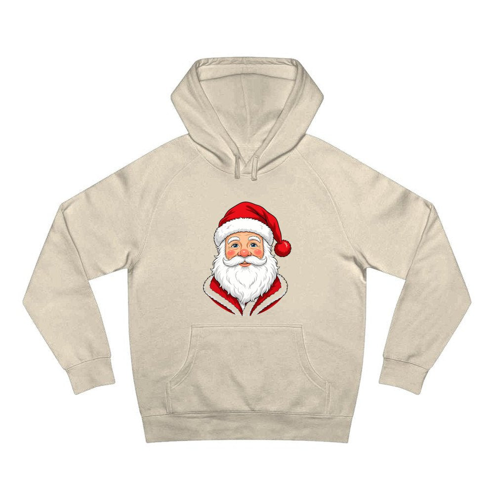 Jolly Santa Face personalised Christmas hoodie in sand