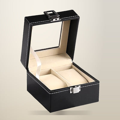 JR Joyreap 2 Slot Watch Box with Glass Top, PU Leather