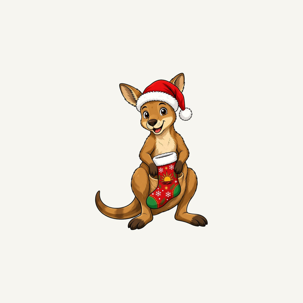 Kangaroo With Christmas Stocking Personalised Christmas Mug