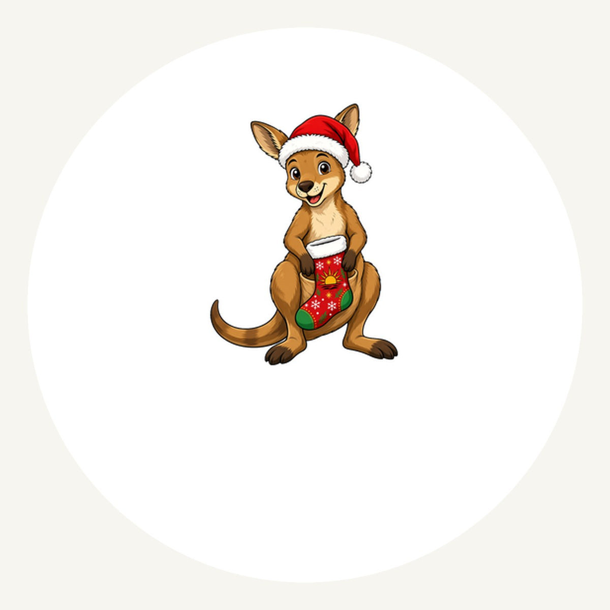 Kangaroo With Christmas Stocking Personalised Pewter Christmas Ornament