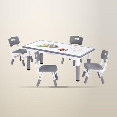 Keezi Height Adjustable Kids Table and 4 Chairs Set