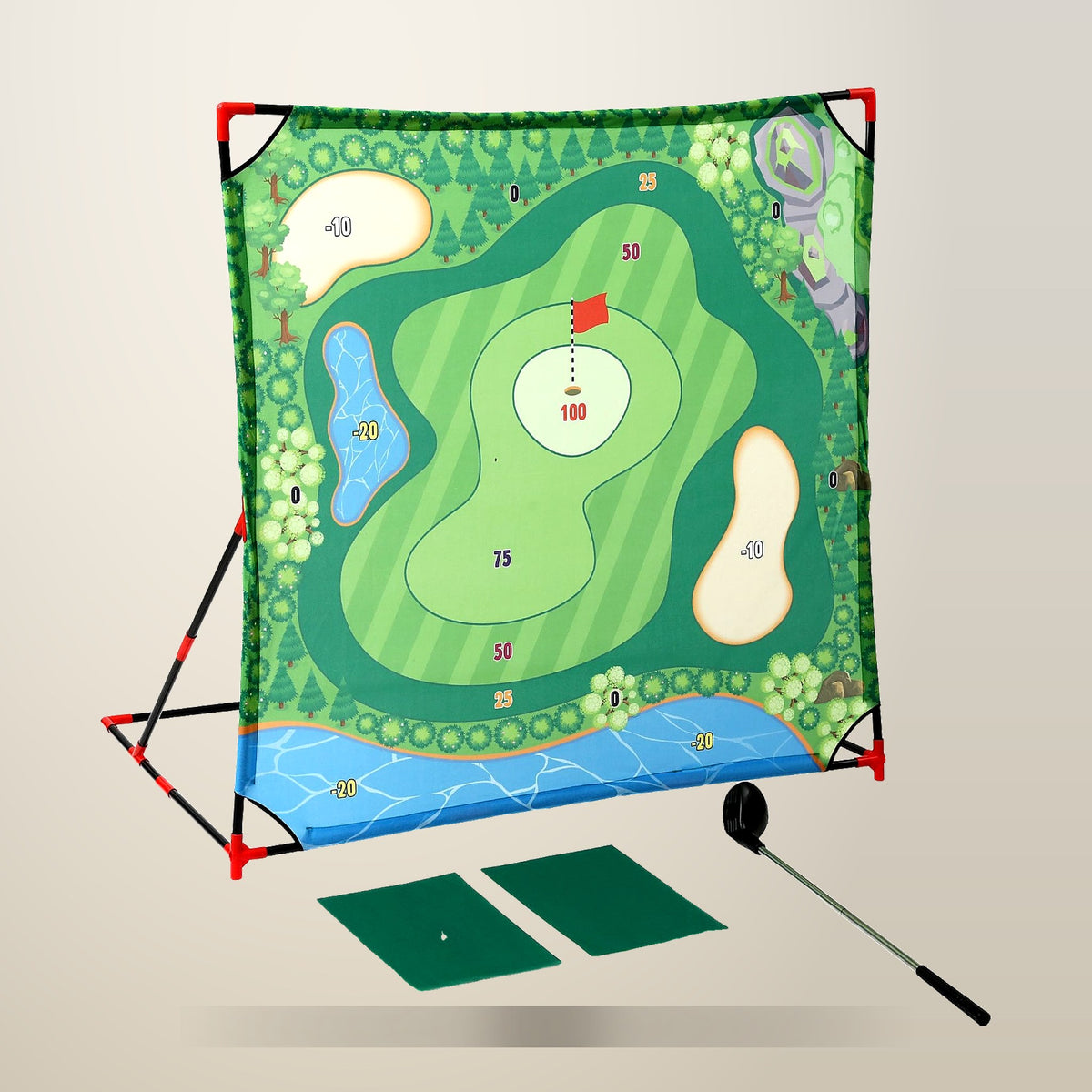Keezi Golf Chipping Game Set, Green, on a plain cream background