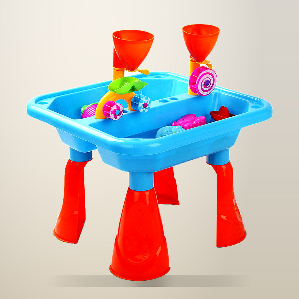 Keezi Sand and Water Table with Two Waterwheels, on a plain cream background