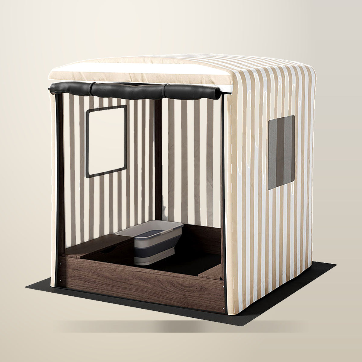 Keezi Wooden Canopy Sandpit, Brown, on a plain cream background