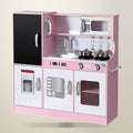 Keezi Wooden Kitchen Play Set, Pink, on a plain cream background