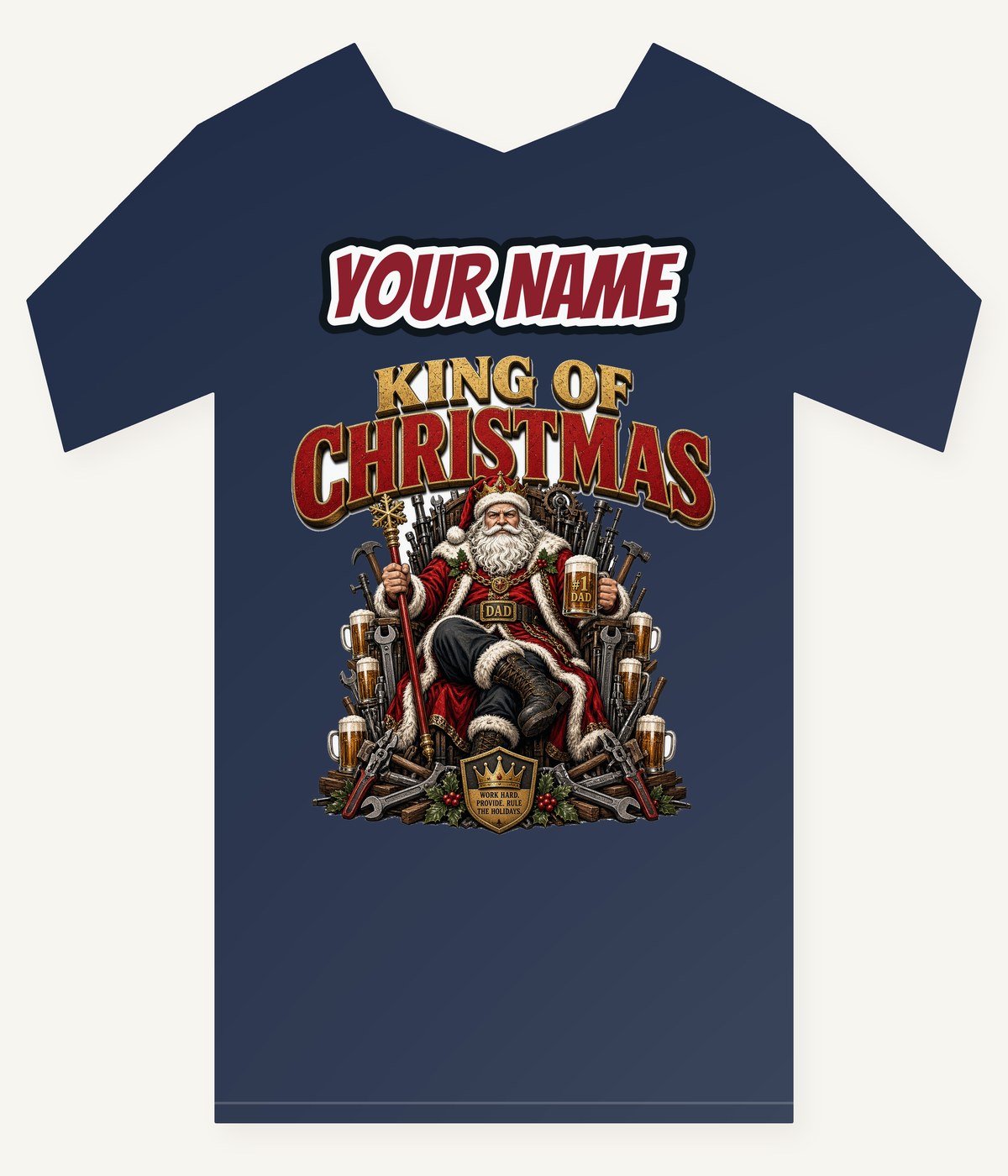 King of Christmas Dad Personalised Kids and Baby Christmas Tee