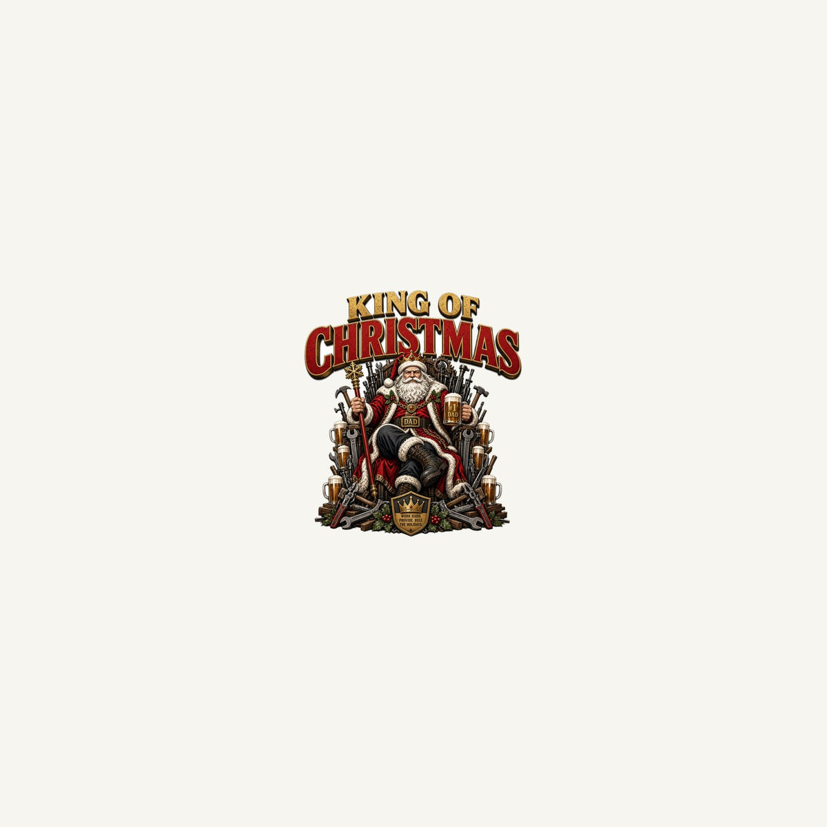 King of Christmas Dad Personalised Beach Towel