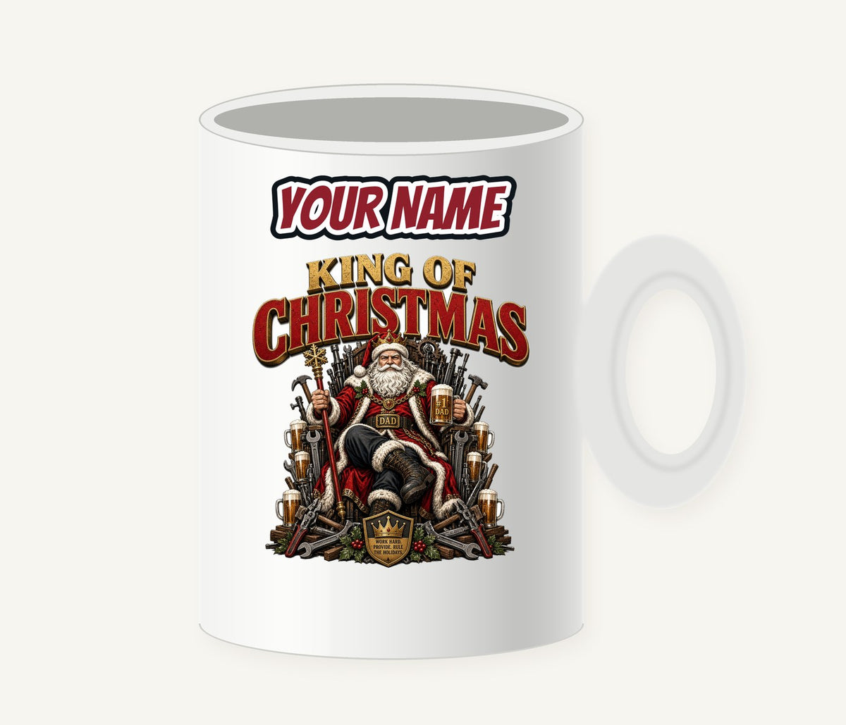 King of Christmas Dad Personalised Christmas Mug