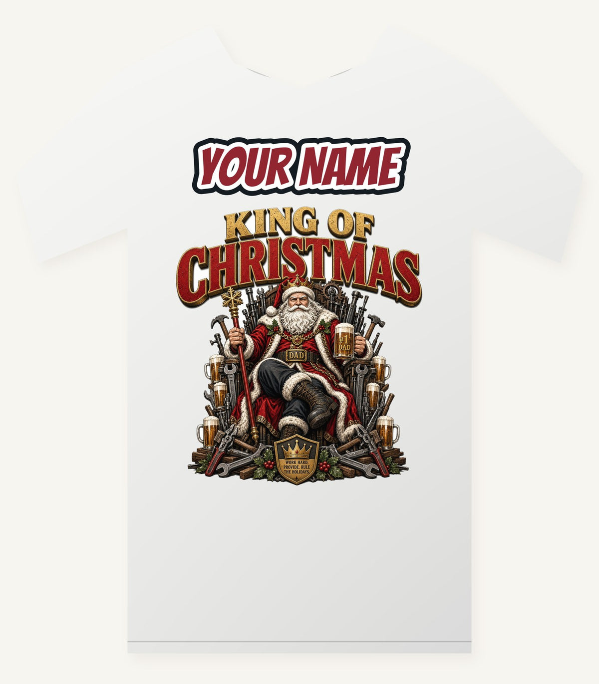 King of Christmas Dad Personalised Christmas T-Shirt and Hoodie