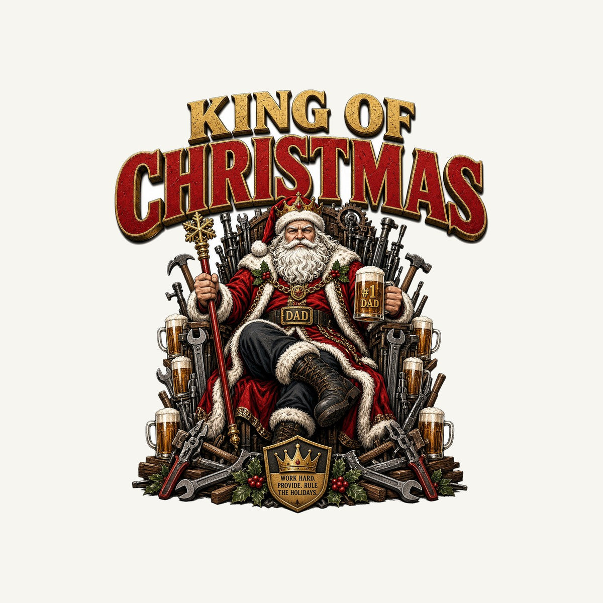 King of Christmas Dad Personalised Christmas T-Shirt and Hoodie